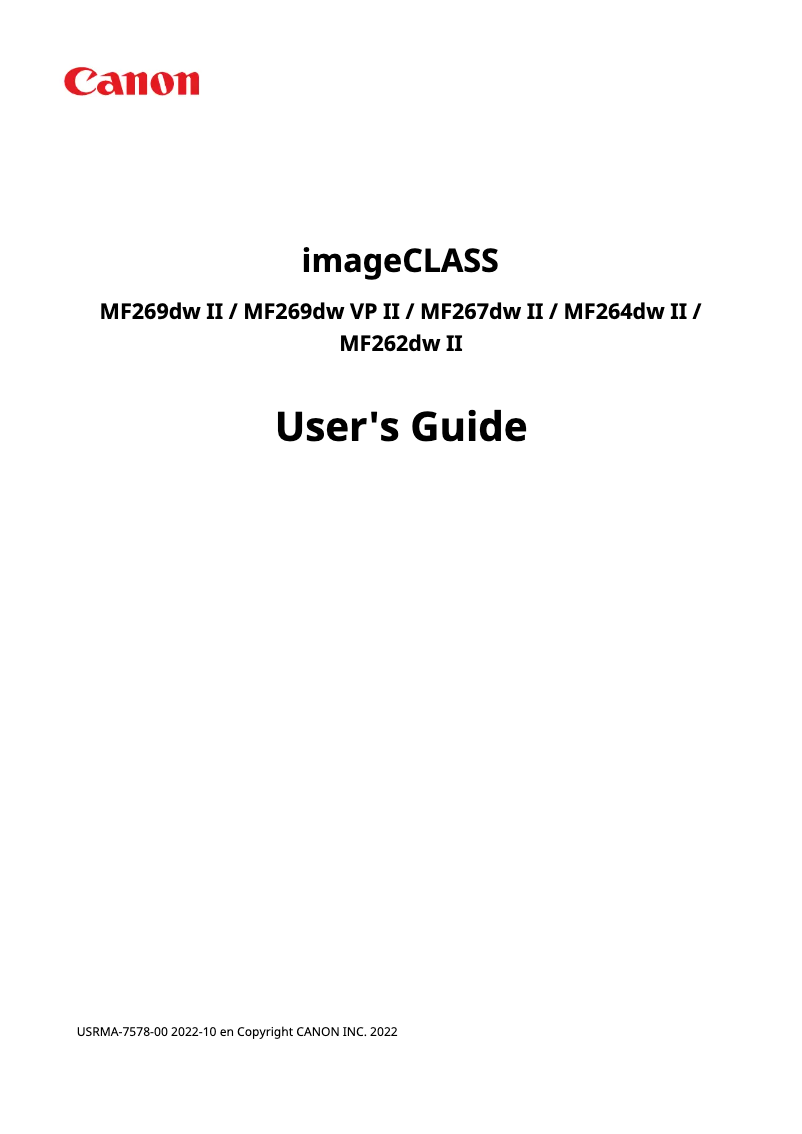 Page 1 of the manual User Manual Canon imageCLASS MF264dw II