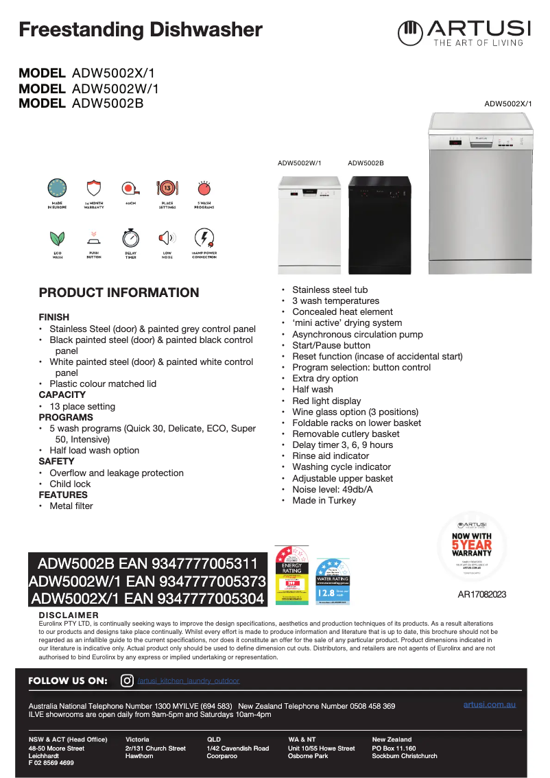 First page image of the manual for ADW5002W1