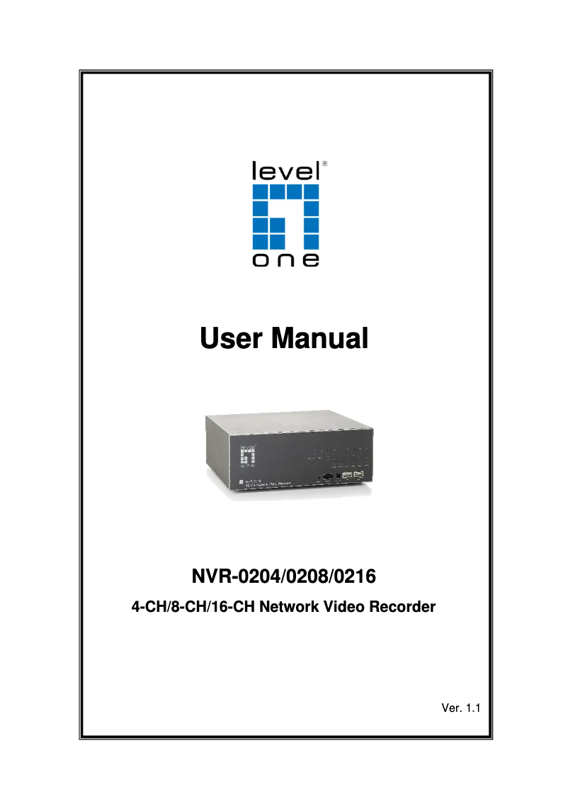 Page 1 of the manual User Manual LevelOne NVR-0204
