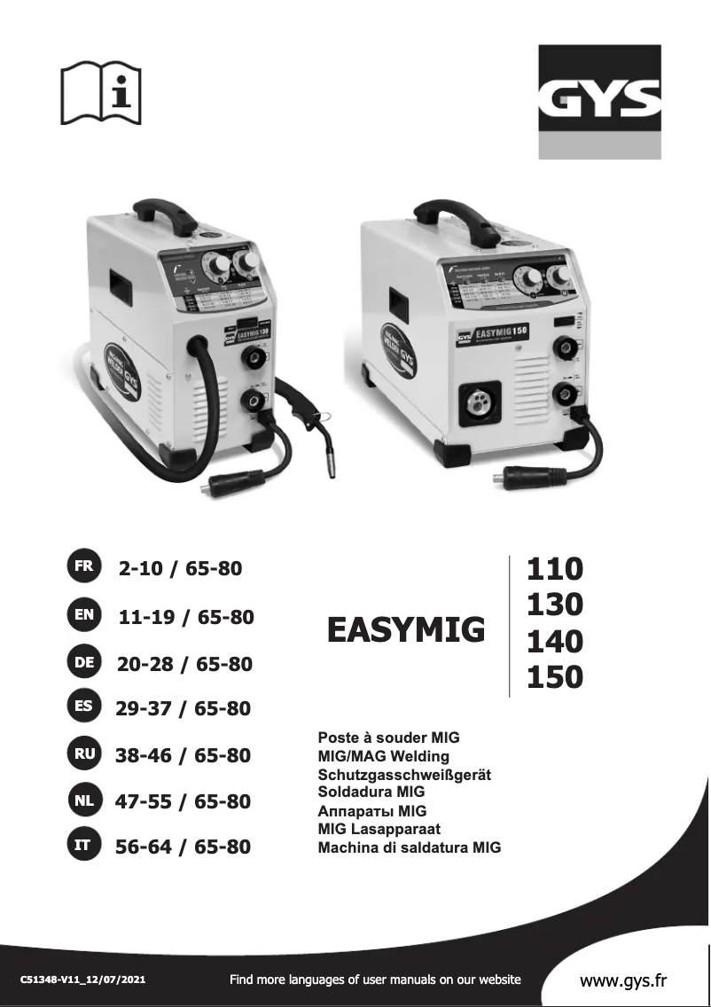 First page image of the manual for Easymig 140