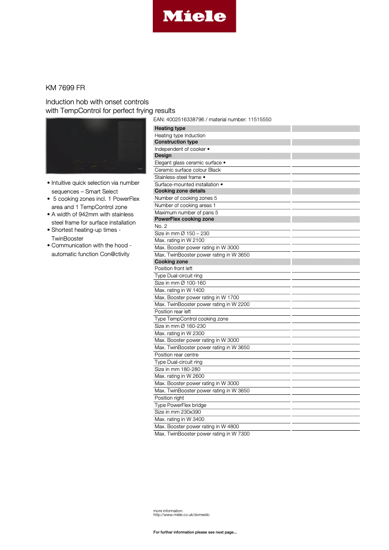 First page image of the manual for KM 7699 FR