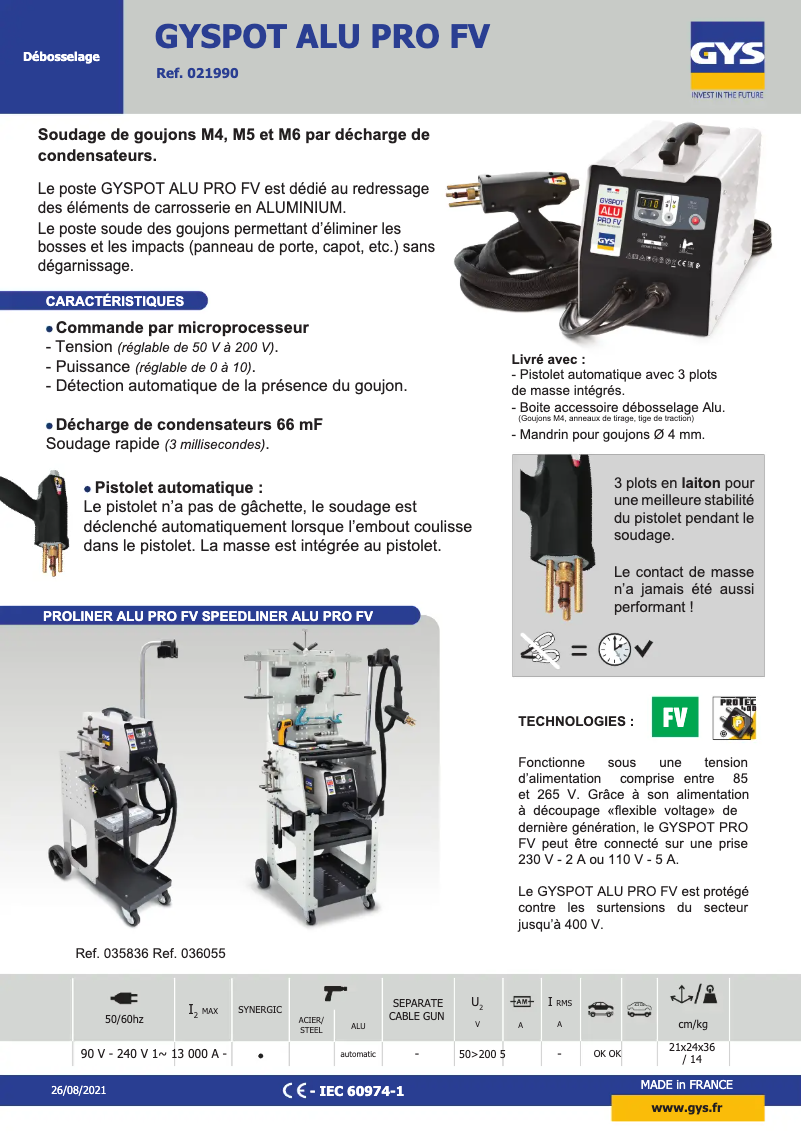 First page image of the manual for Gyspot ALU PRO FV