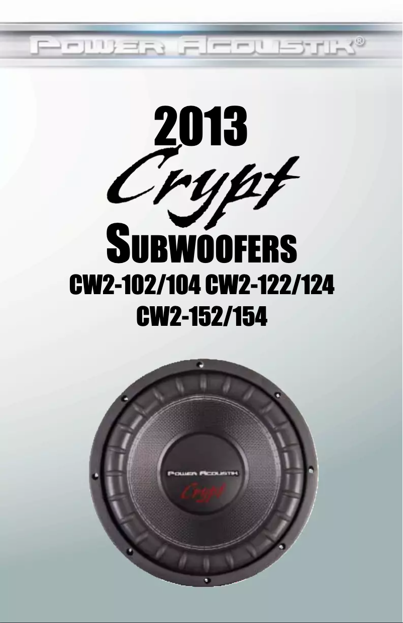 First page image of the manual for Crypt CW2-124