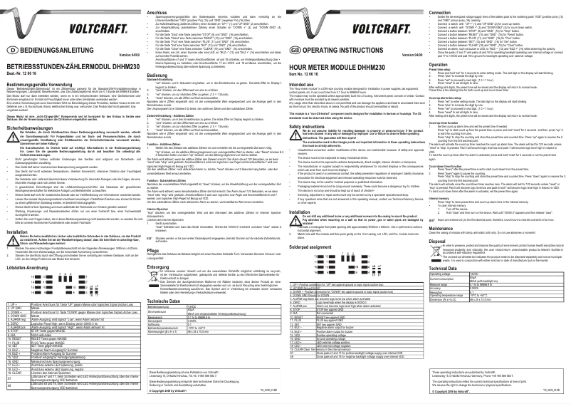 Page 1 of the manual User Manual Voltcraft DHHM230