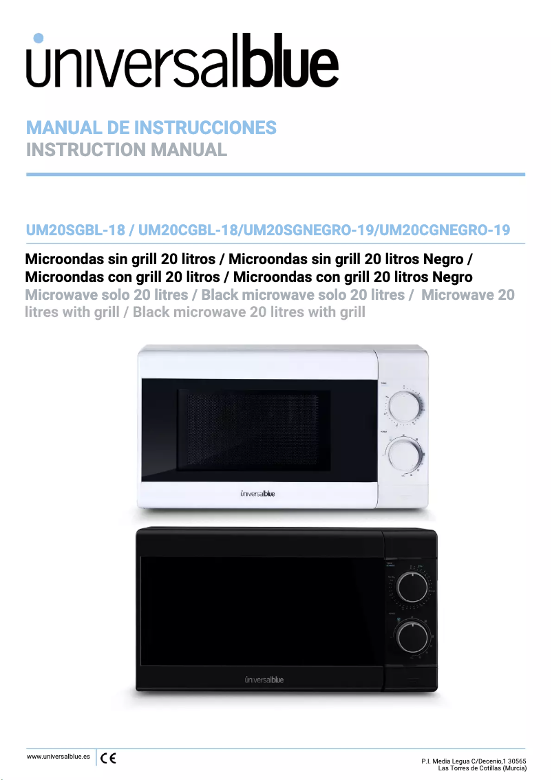 Page 1 of the manual User Manual Universal Blue UM20SGBL-18
