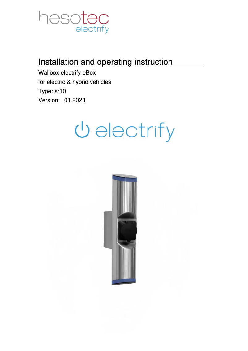 Page 1 of the manual User Manual Hesotec electrify eBox sr10