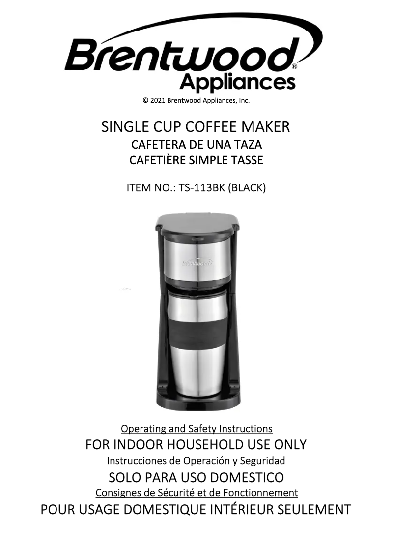 Page 1 of the manual User Manual Brentwood TS-113BK