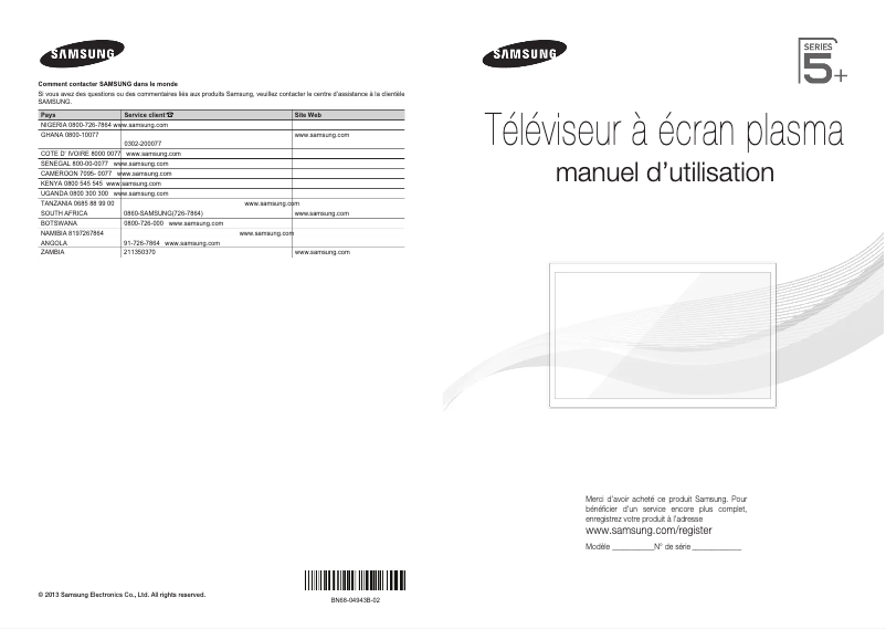 Page 1 of the manual User Manual Samsung PS60F5500
