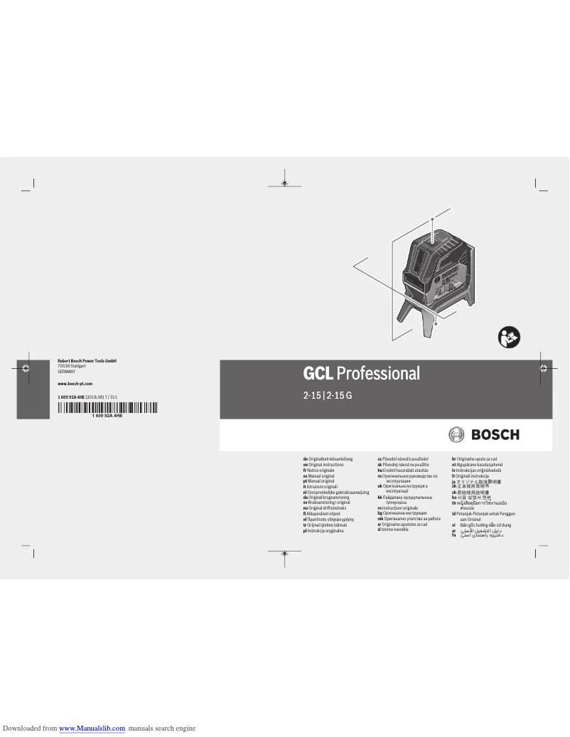 Image de la première page du manuel de l'appareil GCL 2-15 Professional