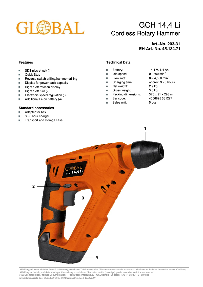 First page image of the manual for GCH 14,4 Li