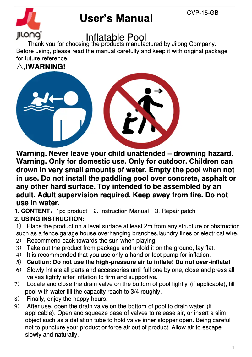 First page image of the manual for JL097201NPF