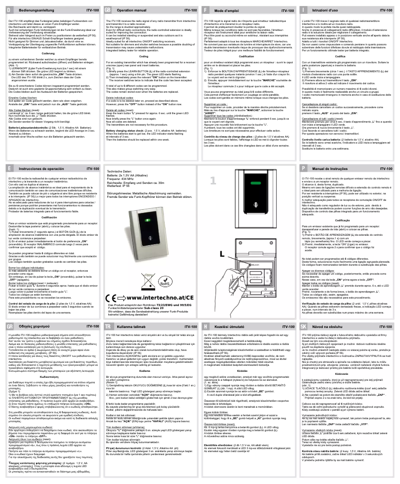 First page image of the manual for ITV-100