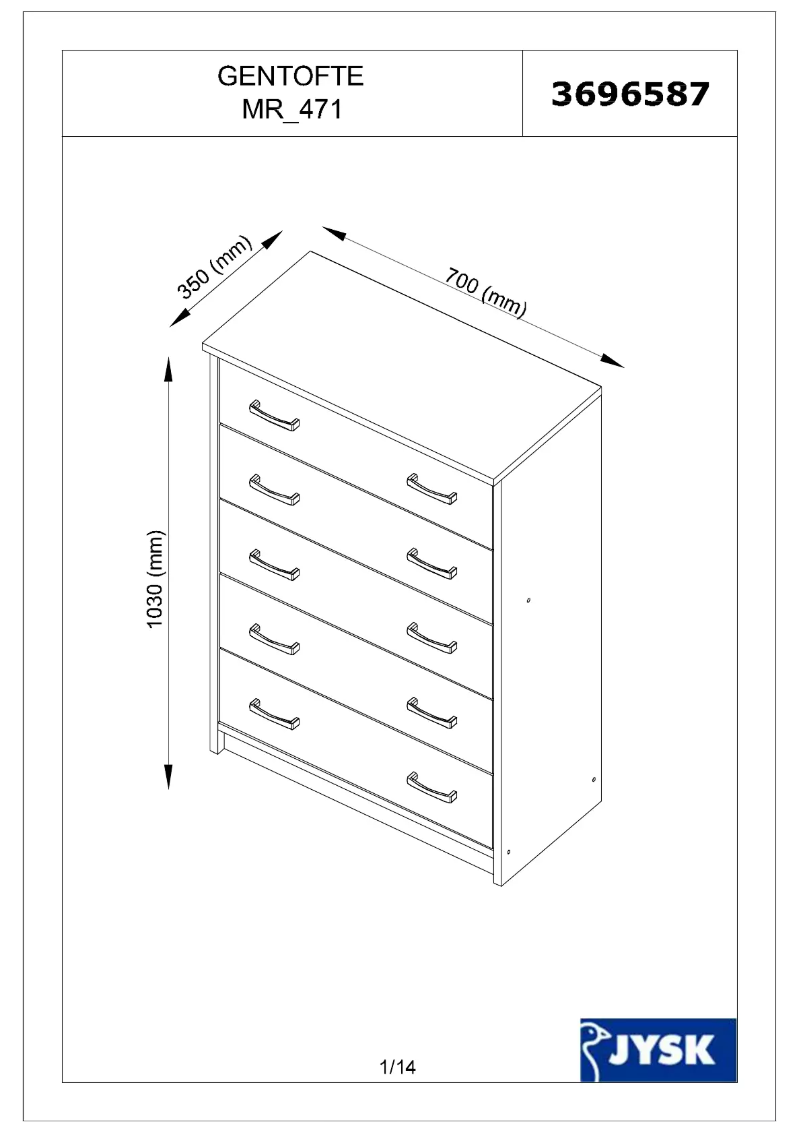 Page 1 of the manual User Manual JYSK Gentofte (70x103x35)