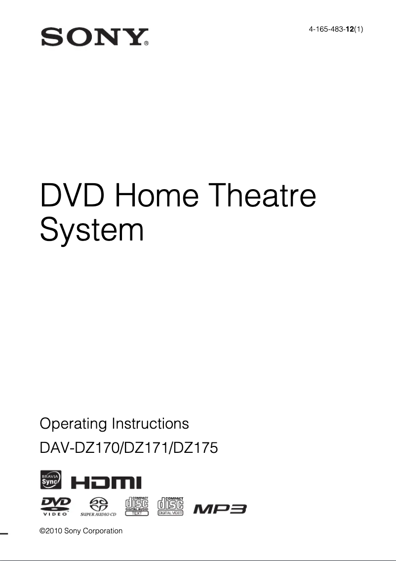 First page image of the manual for DAV-DZ170