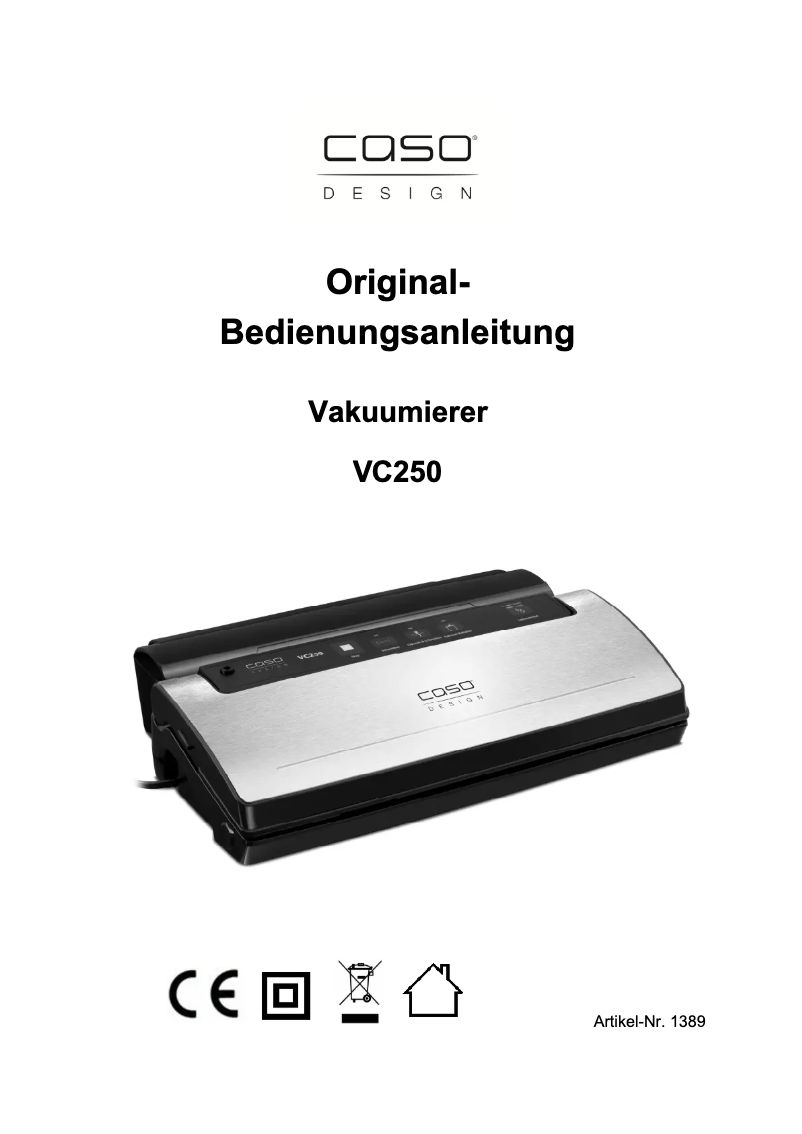 Page 1 of the manual User Manual Caso VC250