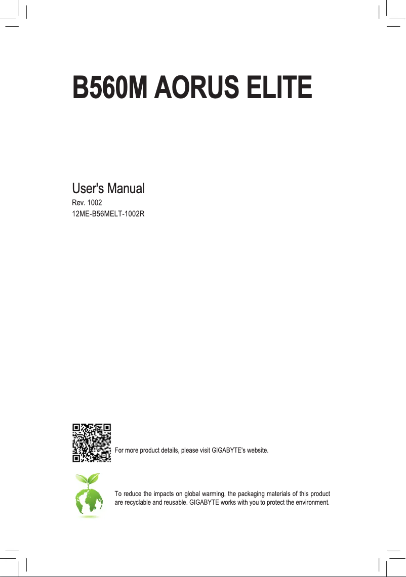 Page 1 of the manual User Manual Gigabyte B560M Aorus Eiite