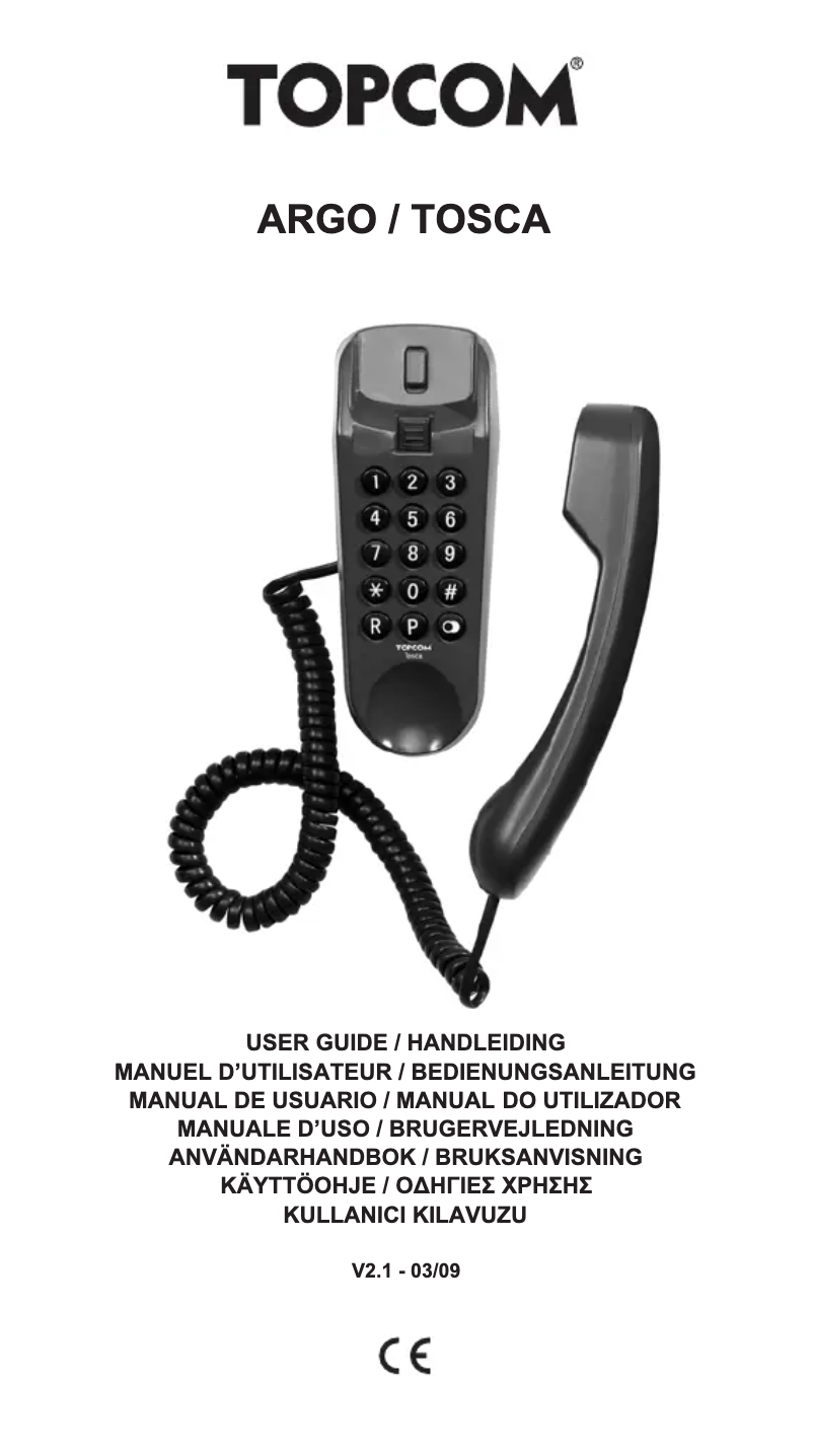 First page image of the manual for Tosca