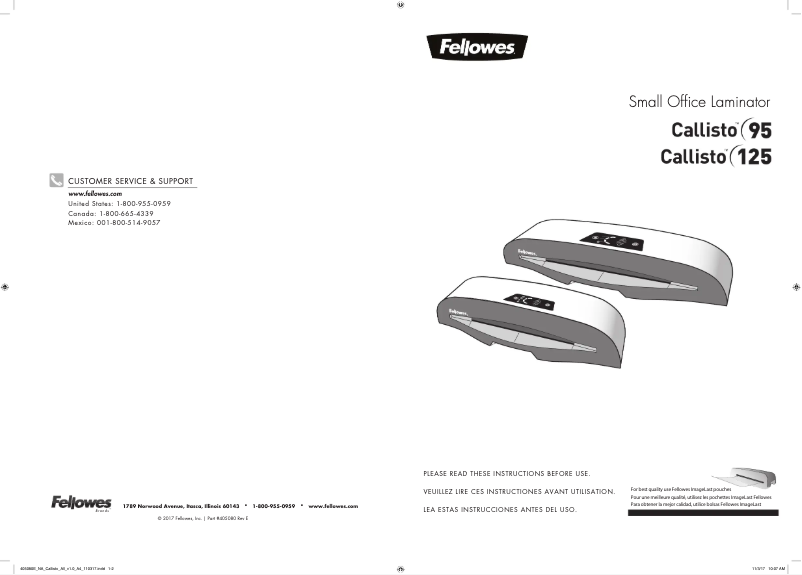 First page image of the manual for Callisto A3/125