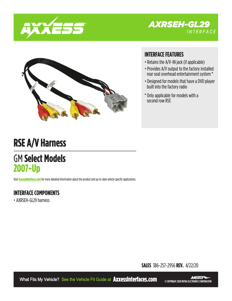 First page image of the manual for AXRSEH-GL29