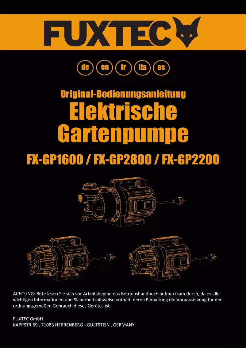 Page 1 of the manual User Manual Fuxtec FX-GP2800