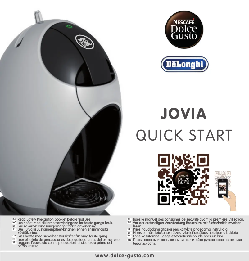 Page 1 of the manual User Manual DeLonghi Nescafé Dolce Gusto Jovia EDG 250
