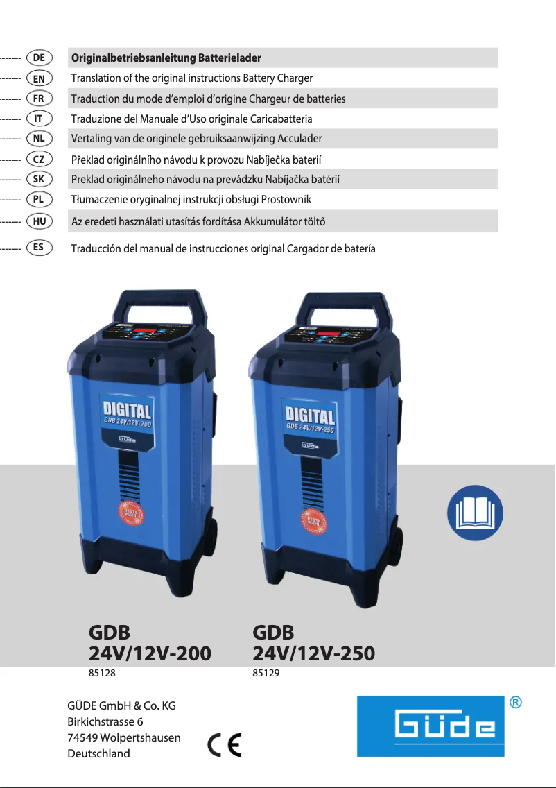 First page image of the manual for GDB 24V/12V-200