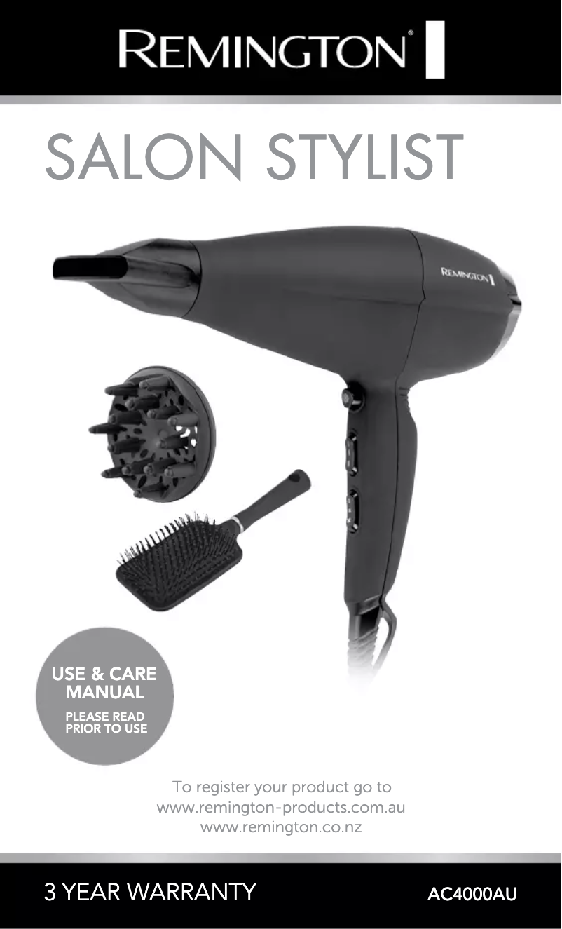 Page 1 of the manual User Manual Remington Salon Stylist AC4000AU