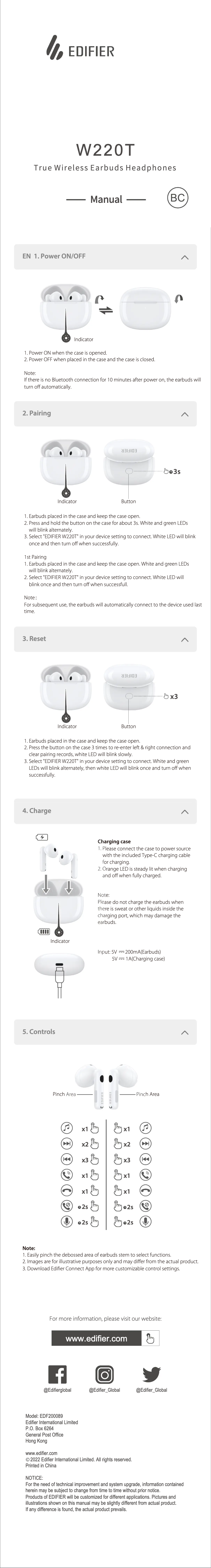 First page image of the manual for W220T
