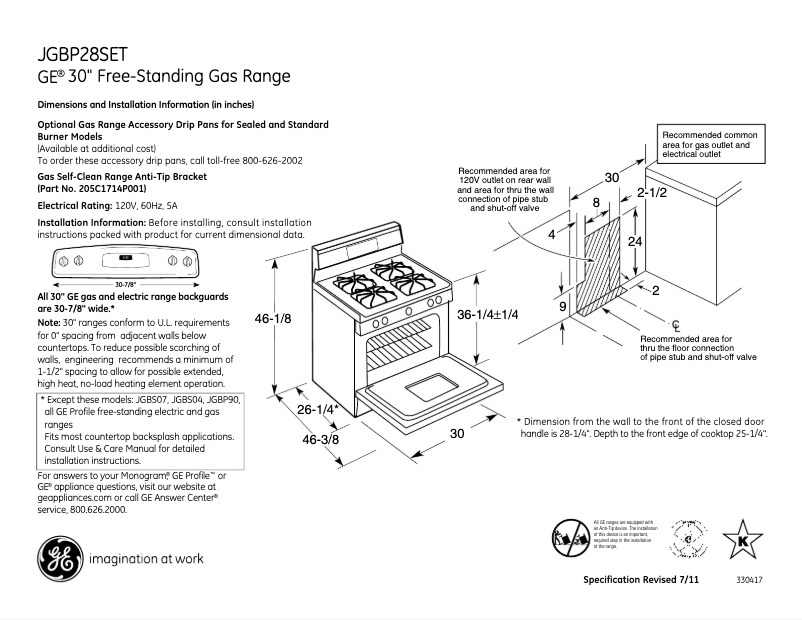 First page image of the manual for JGBP28SETSS