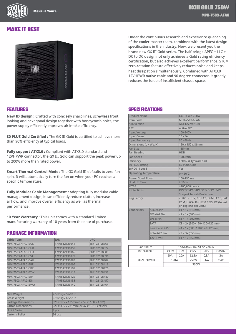 First page image of the manual for GX III Gold 750