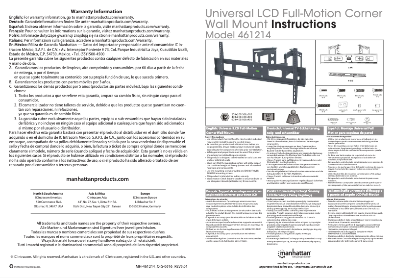 Page 1 of the manual User Manual Manhattan 461214