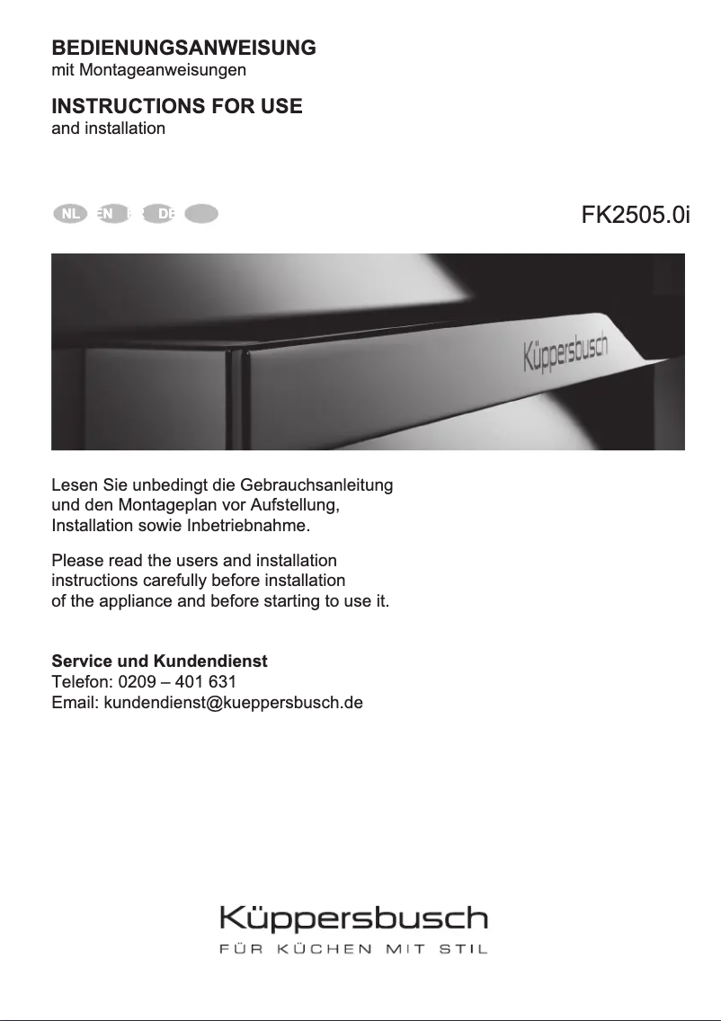 First page image of the manual for FK2505.0i