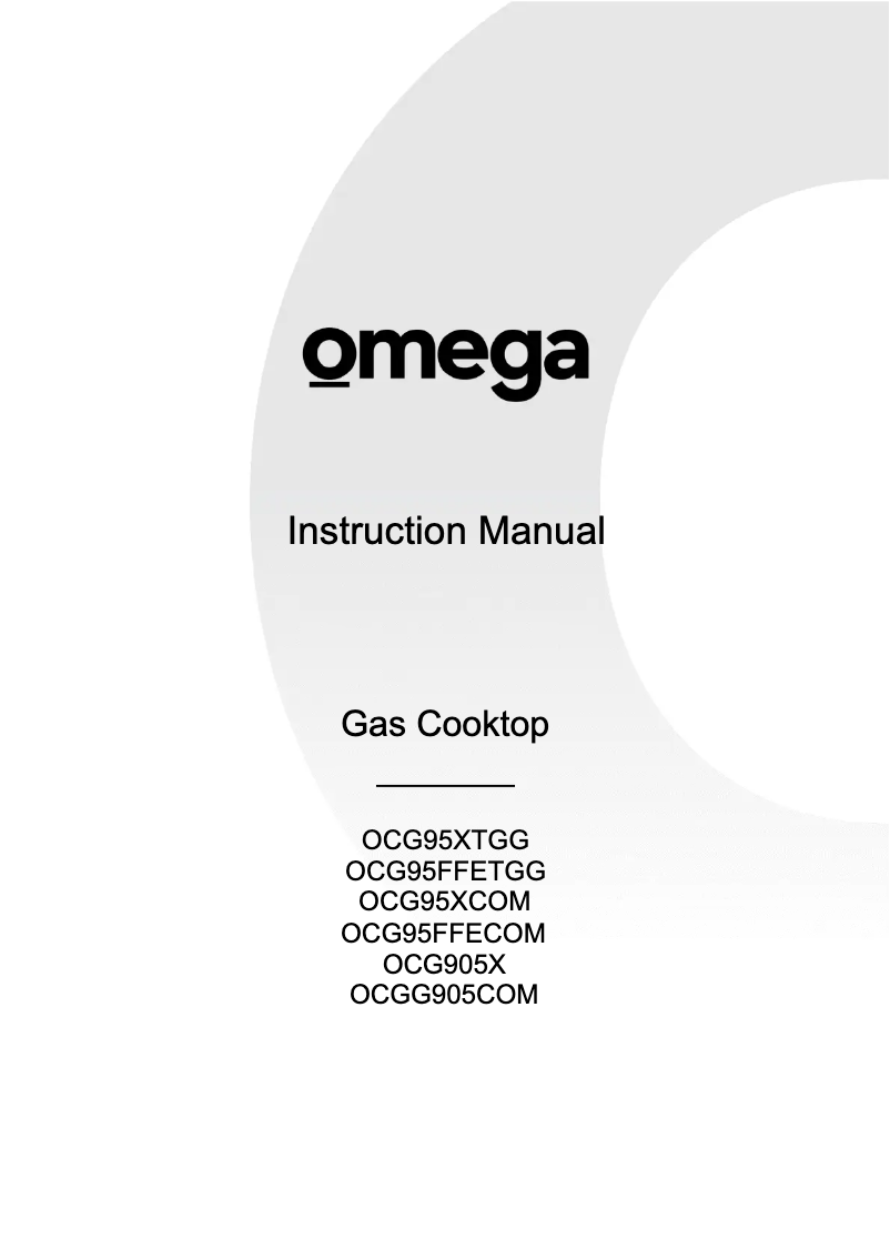 First page image of the manual for OCGG905COM