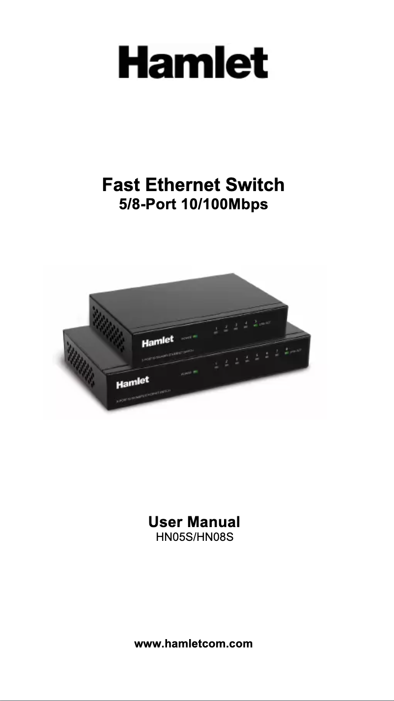 Page 1 of the manual User Manual Hamlet HN08S