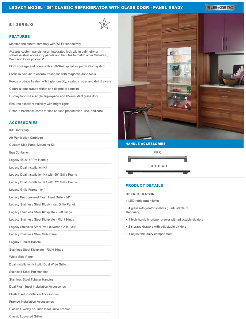 Page 1 of the manual User Manual Sub-Zero BI-36RO
