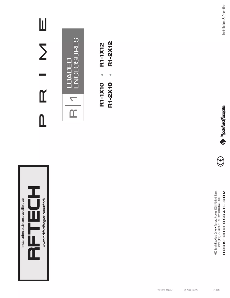 Page 1 de la notice Manuel utilisateur Rockford Fosgate Prime R1-1X10