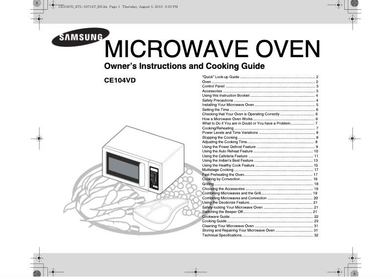 First page image of the manual for CE104VD