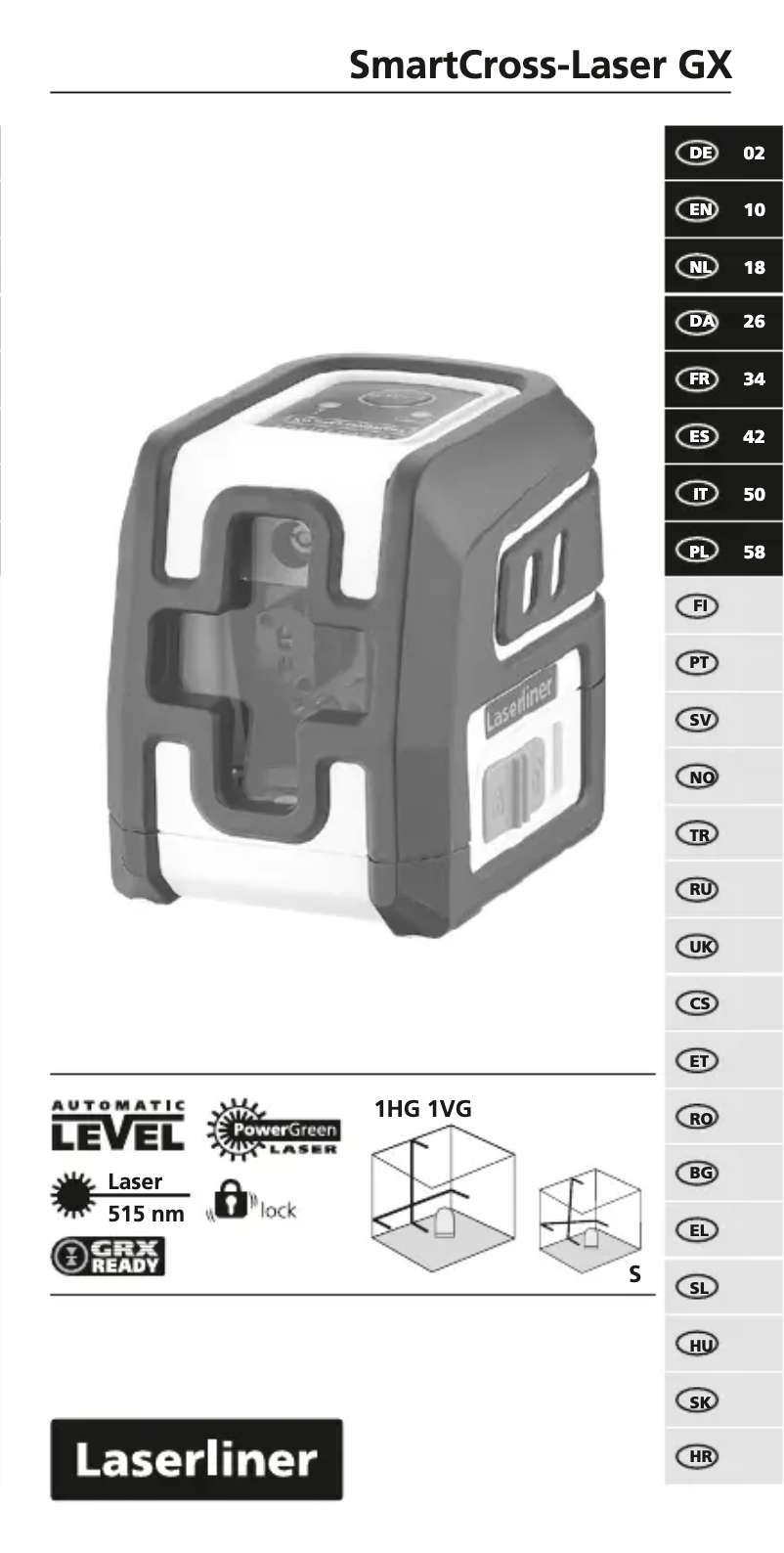 First page image of the manual for SmartCross-Laser GX