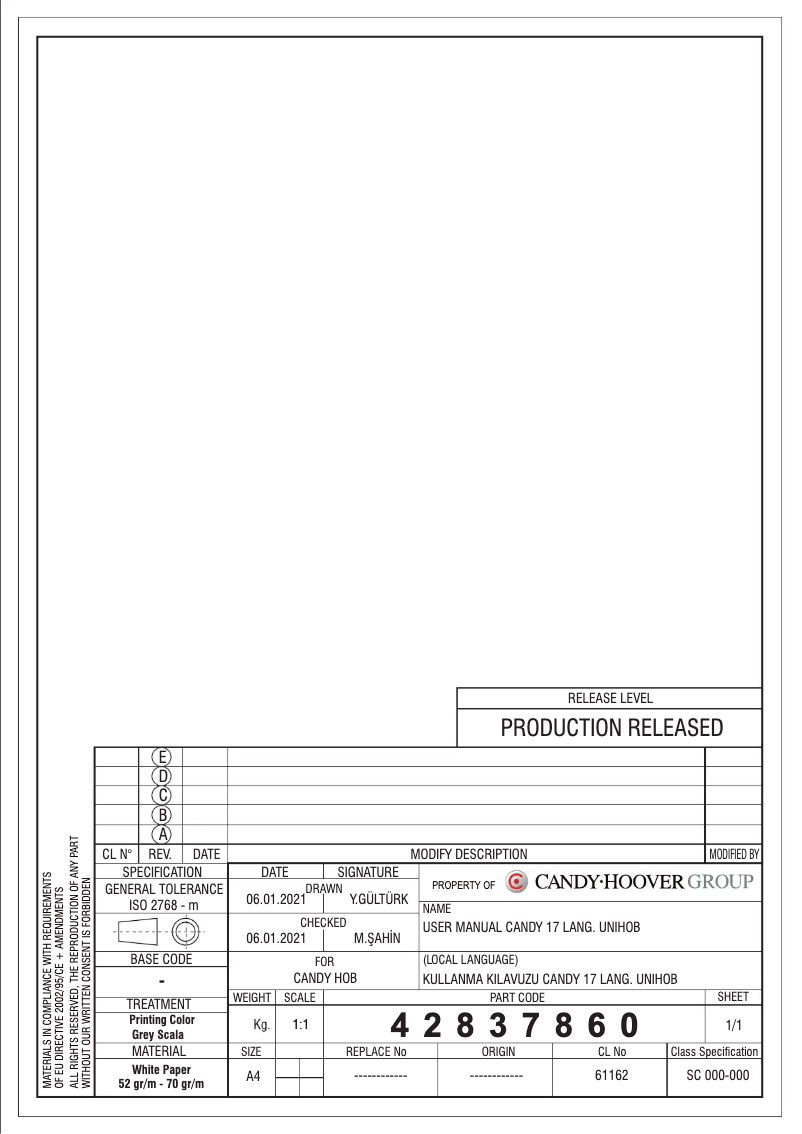 First page image of the manual for CHW6D4WPX