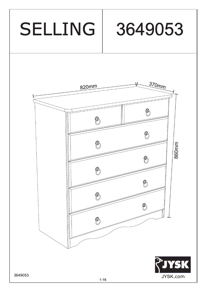 First page image of the manual for Selling (82x86x37)