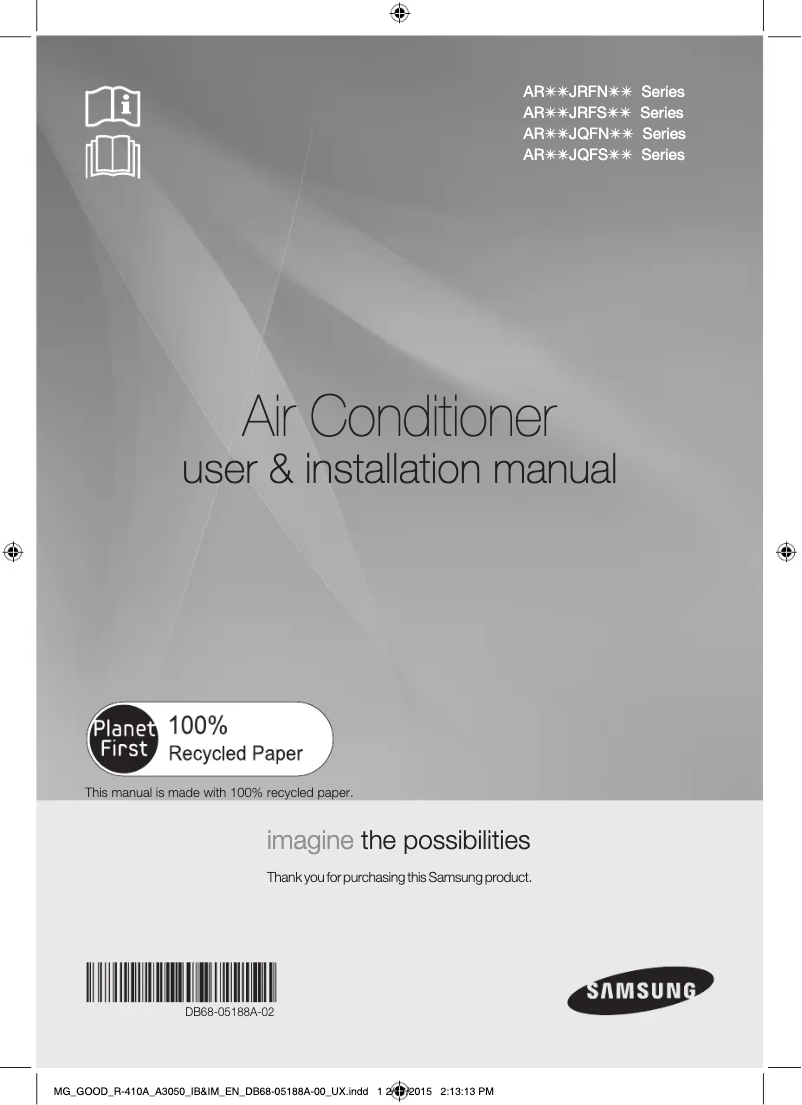 Page 1 of the manual User Manual Samsung AR18JQFNEWKX
