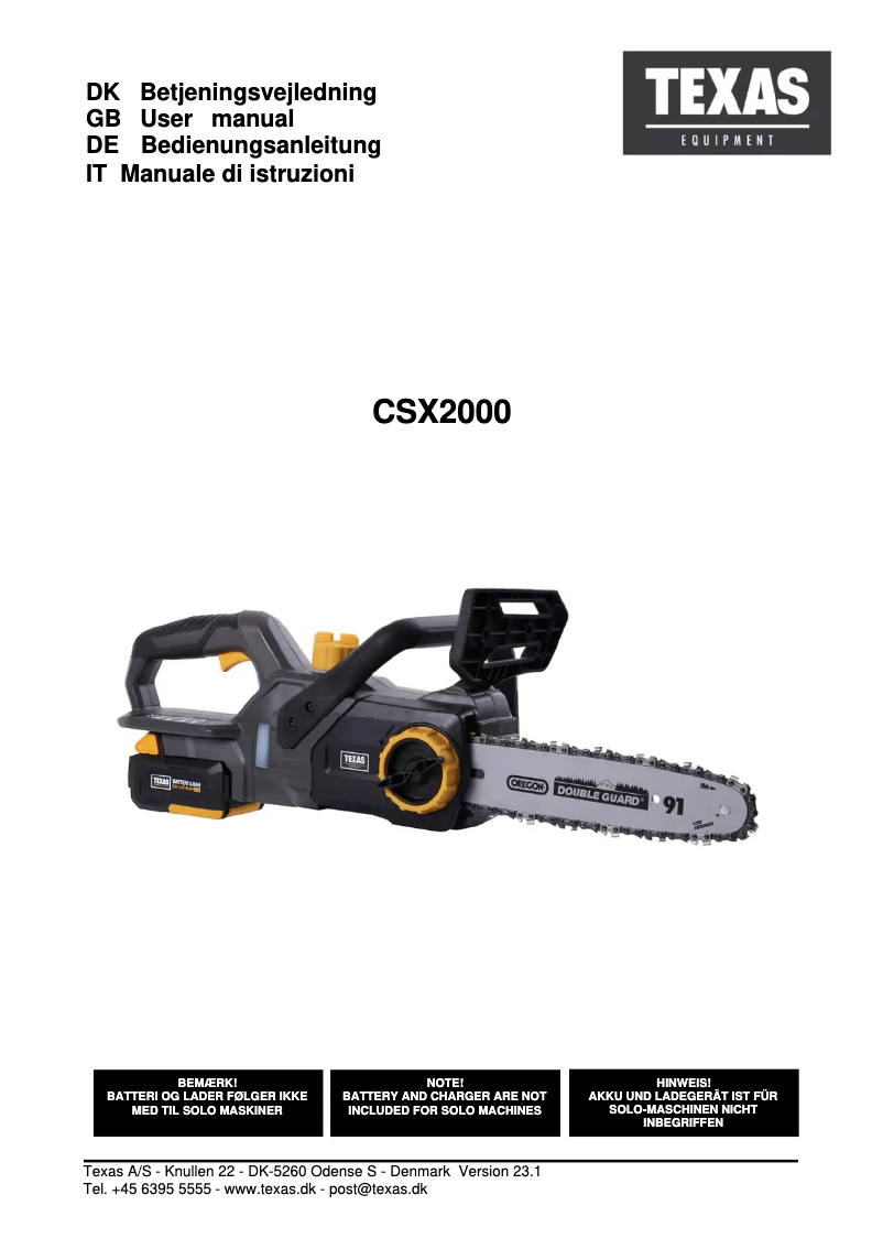 First page image of the manual for CSX2000