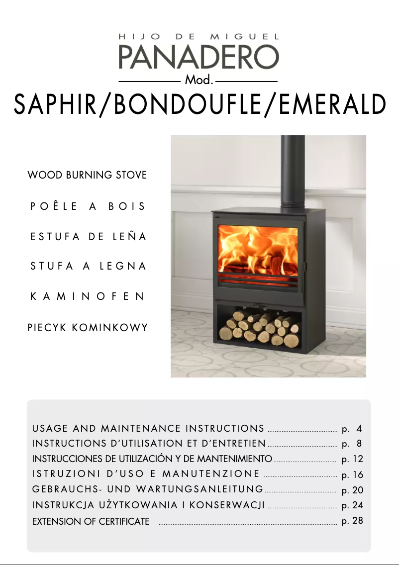 Page 1 of the manual User Manual Panadero Saphir