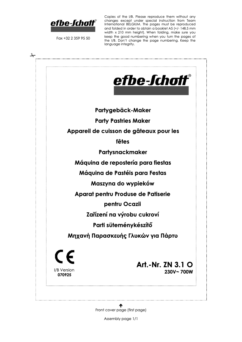 Page 1 de la notice Manuel utilisateur Efbe-Schott ZN 3.1 O