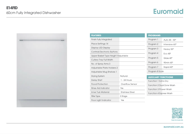 Page 1 of the manual Technical Sheet Euromaid E14FID