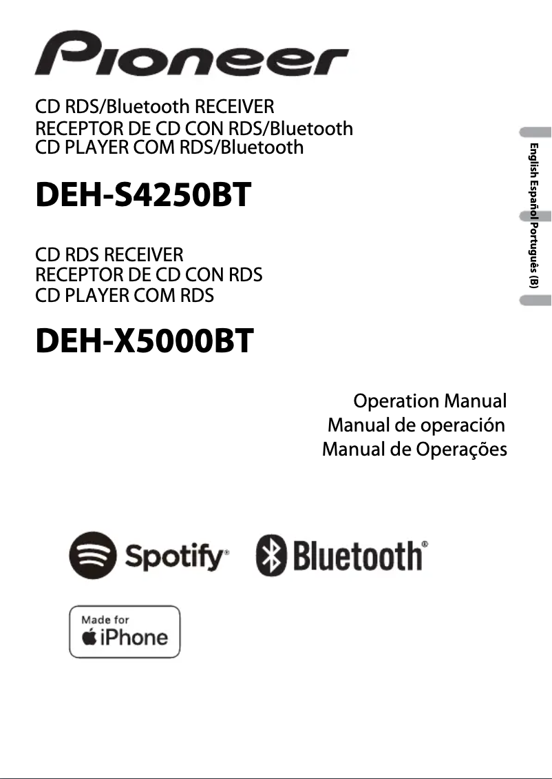Page 1 of the manual User Manual Pioneer DEH-S4250BT