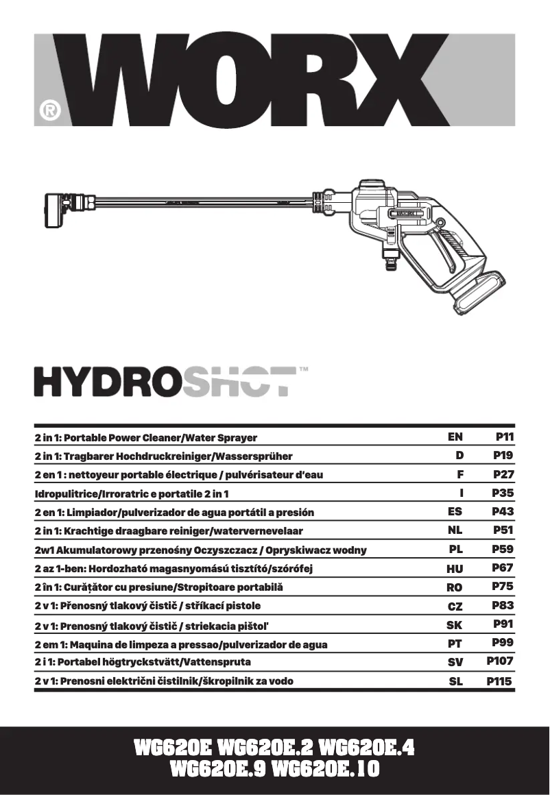 First page image of the manual for HydroShot WG620E.9