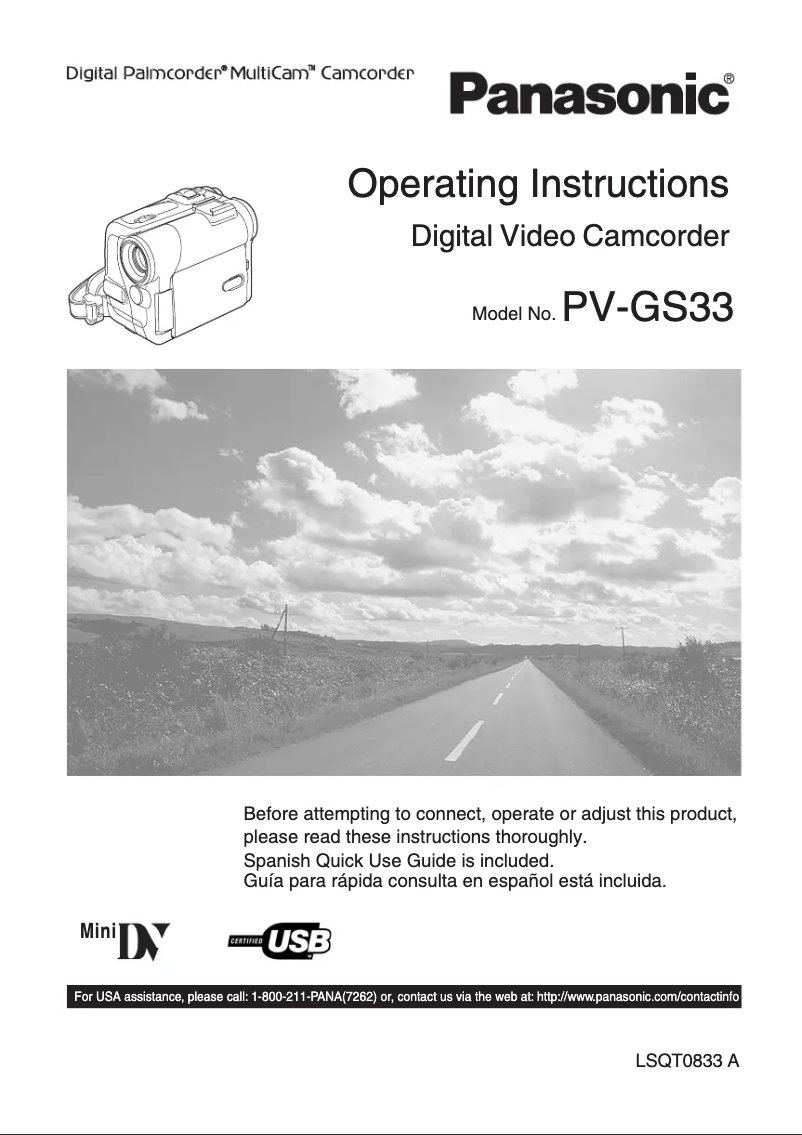 First page image of the manual for PV-GS33