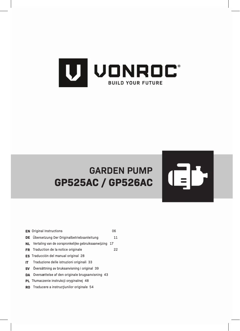 First page image of the manual for GP526AC