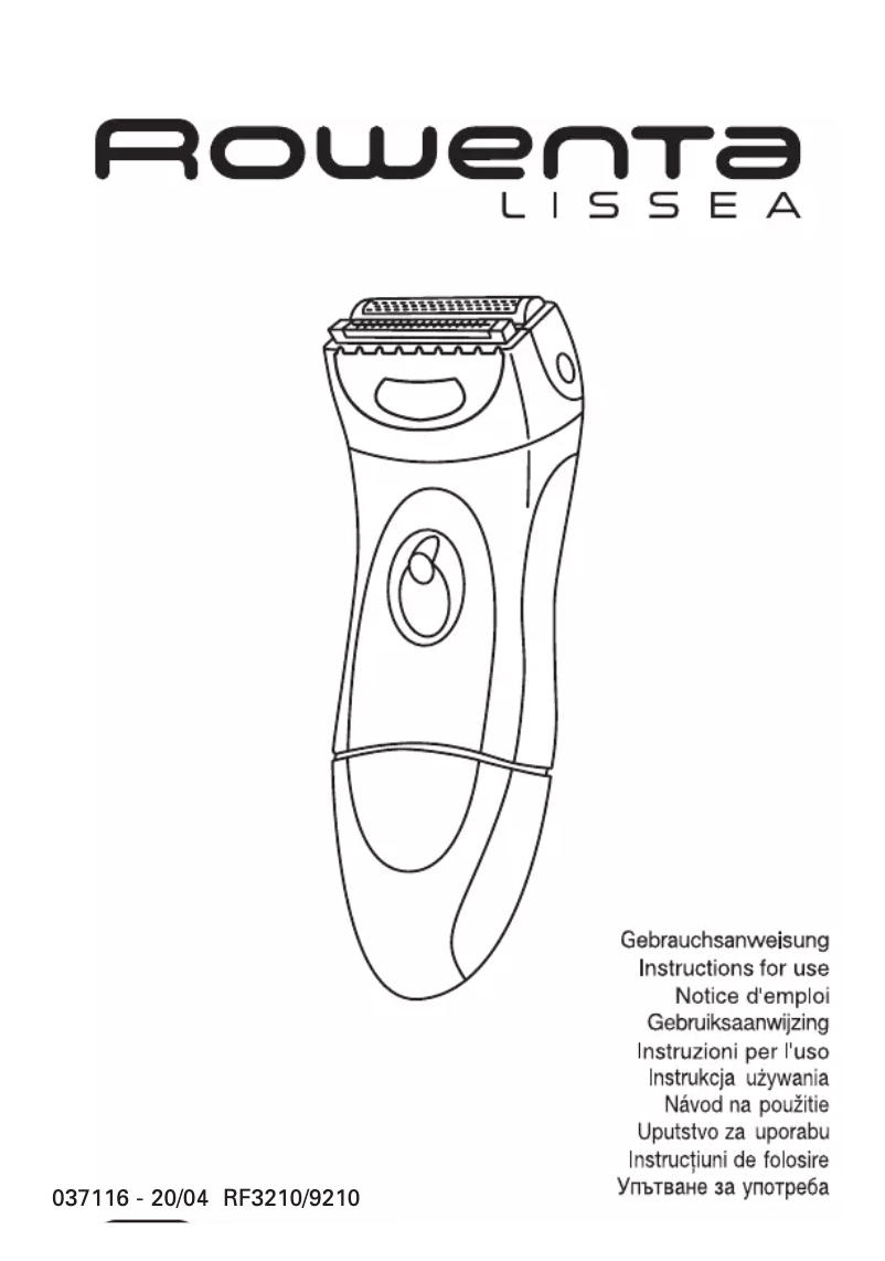 Page 1 of the manual User Manual Rowenta Lissea RF9210